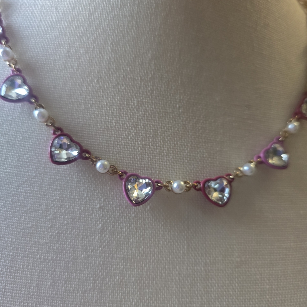 Betsey Johnson Pink and Gold Heart Necklace - Picture 2 of 6